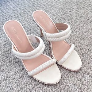 White snake print high heels